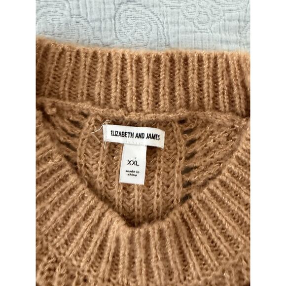 Elizabeth and James Sweater Womens XXL 2X Large Tan Tara Knit Open Stitch - Picture 3 of 7